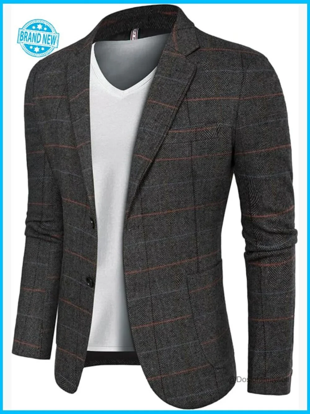 Herringbone Tweed Blazer Classic Fit Wool Blend Sport Coat Notch Lapel